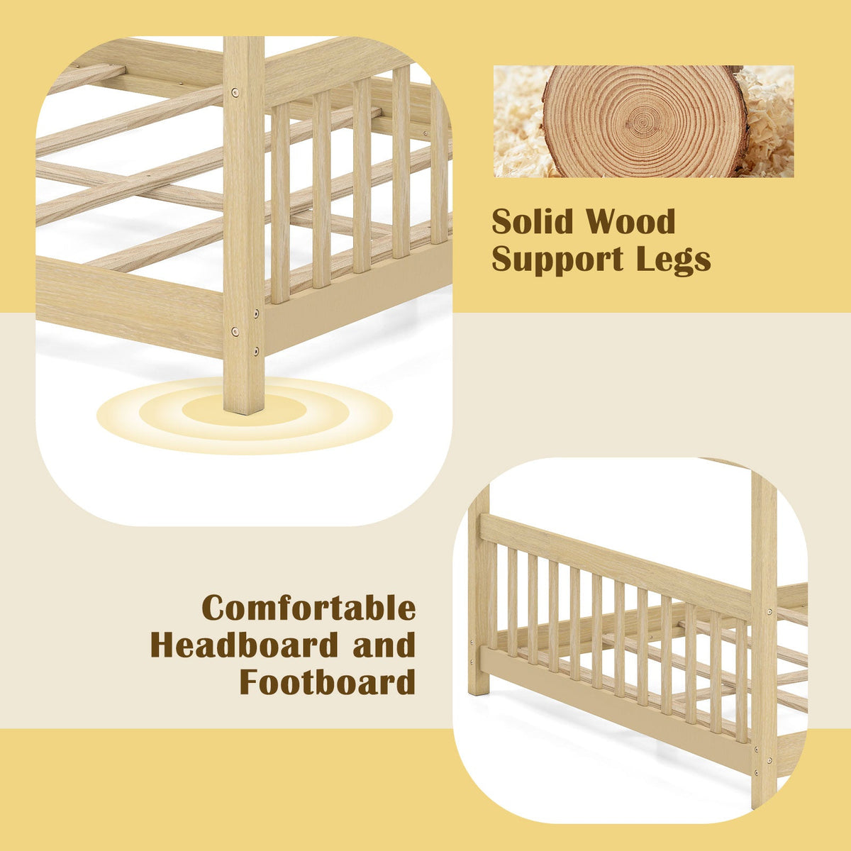Full Size House Bed Montessori Floor Bed with Headboard-Simple Bed Frame-DECOROLALA