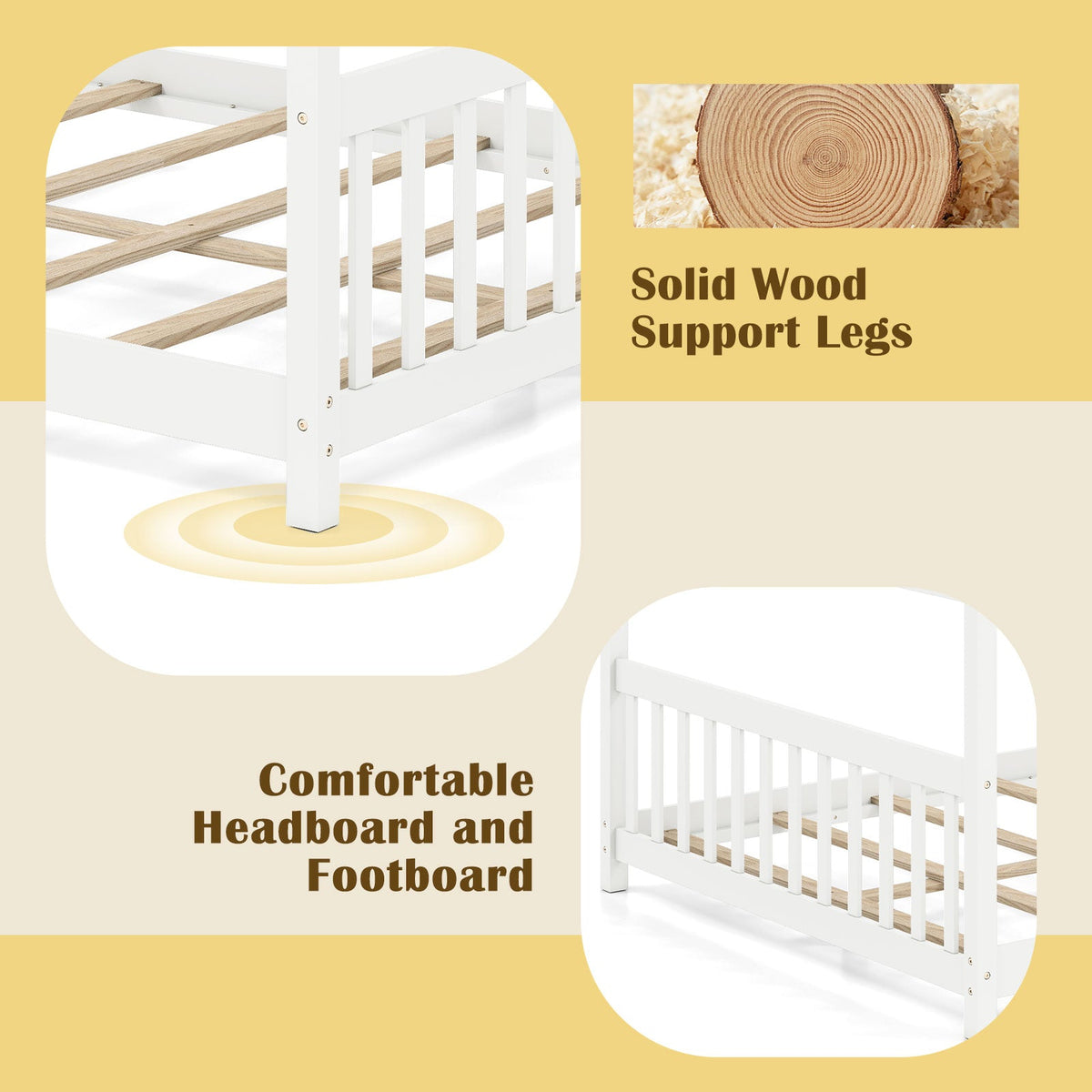 Full Size House Bed Montessori Floor Bed with Headboard-Simple Bed Frame-DECOROLALA