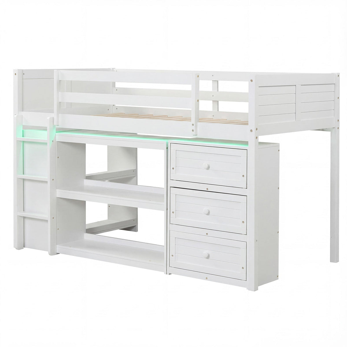 Full Size House Bed with Roof and Fence Rails for Kid-Simple Bed Frame-DECOROLALA