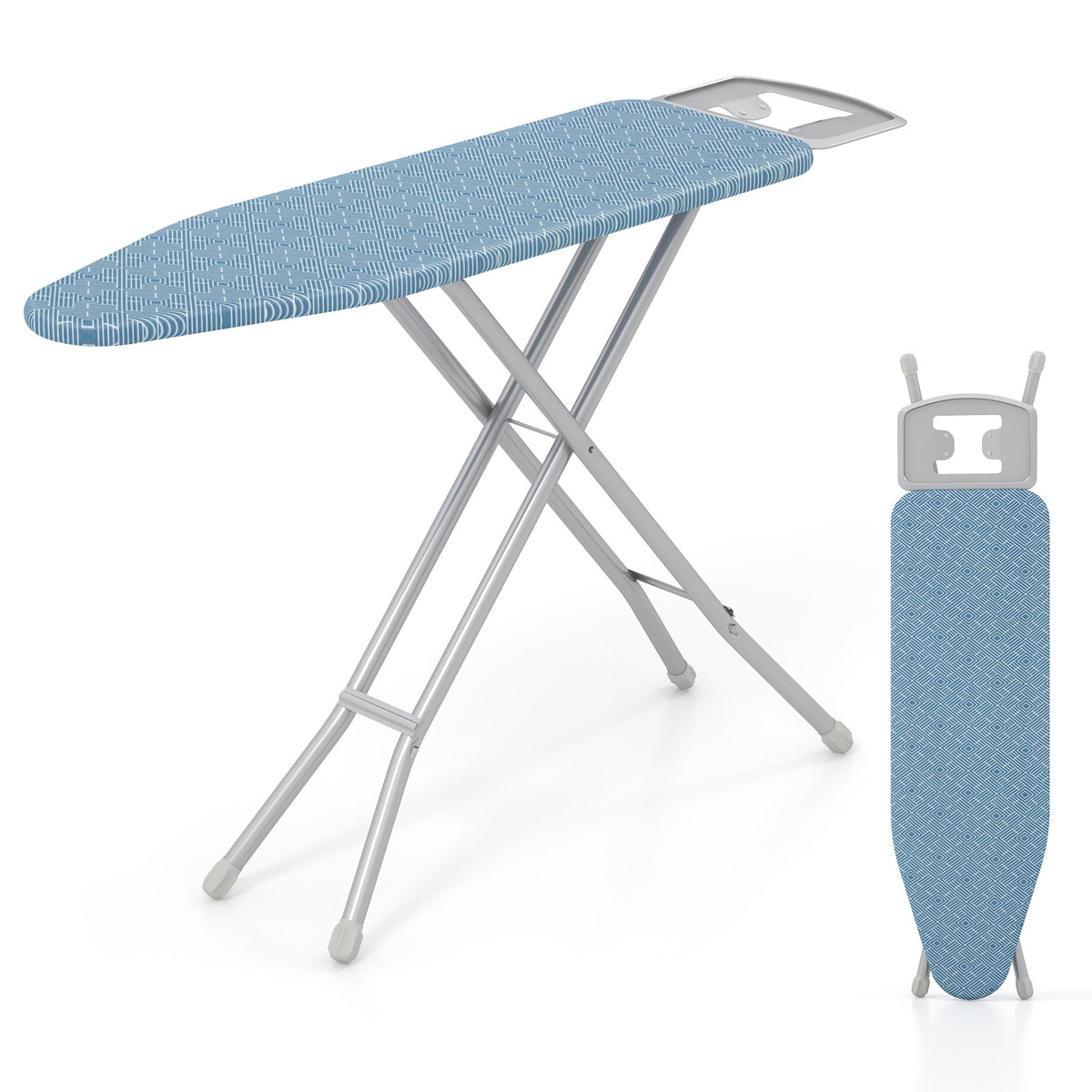 Full Size Ironing Board with Iron Rest - Blue 7-Level Height-Dryers-DECOROLALA