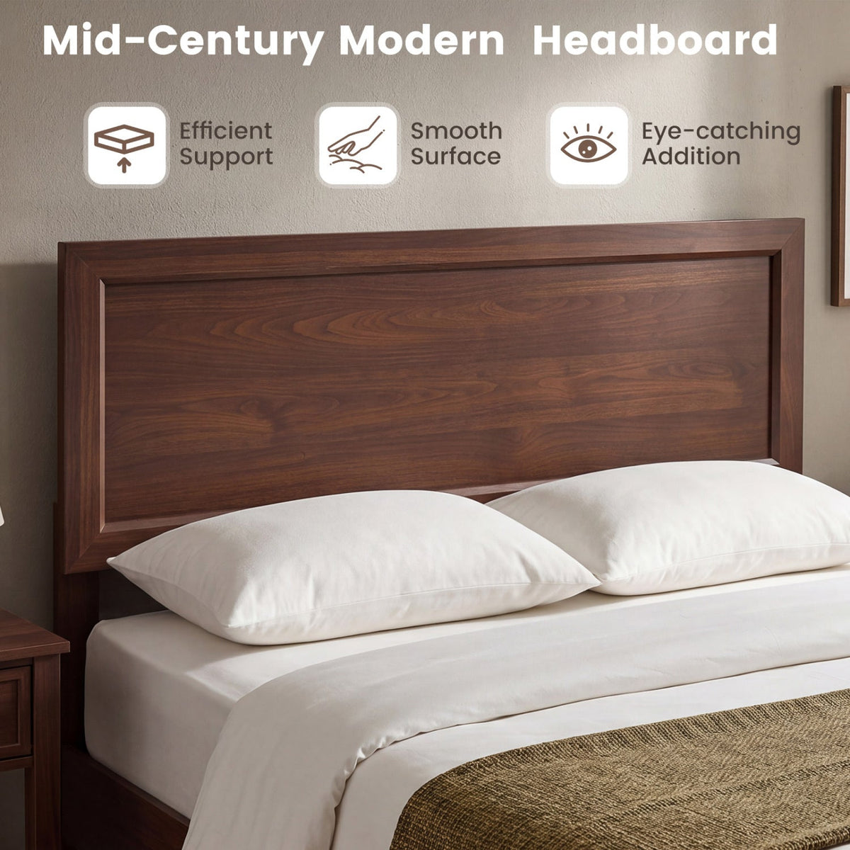Full Size Modern Bed Frame with Headboard No Box Spring Needed-Simple Bed Frame-DECOROLALA