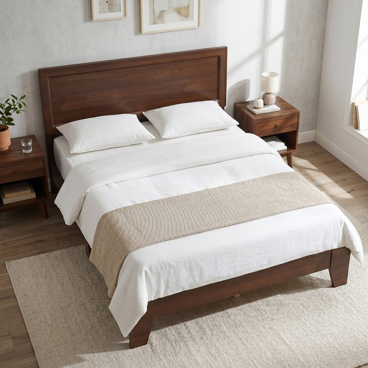 Full Size Modern Bed Frame with Headboard No Box Spring Needed-Simple Bed Frame-DECOROLALA
