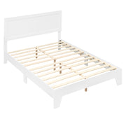 Full Size Modern Bed Frame with Headboard No Box Spring Needed-White-Simple Bed Frame-DECOROLALA