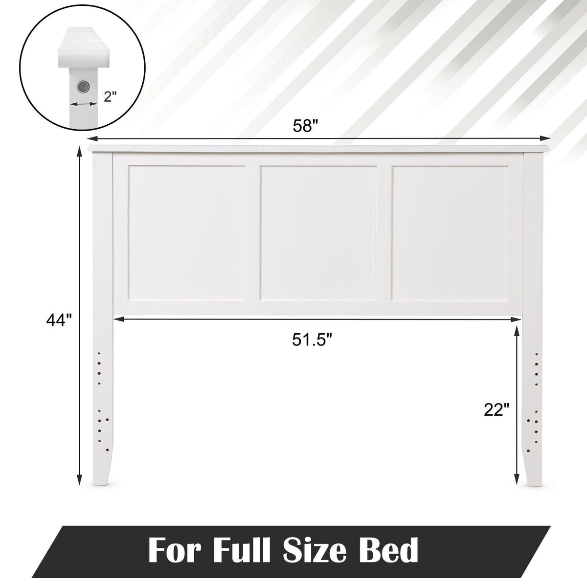 Full Size Pine Wood Flat Panel Headboard - Adjustable Height-Headboards-DECOROLALA
