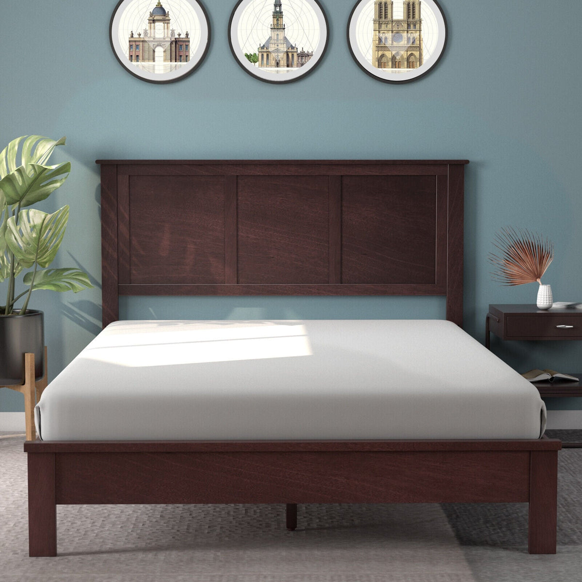 Full Size Pine Wood Flat Panel Headboard - Adjustable Height-Headboards-DECOROLALA