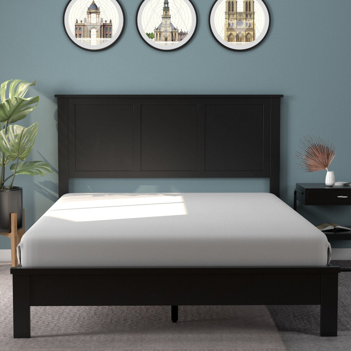 Full Size Pine Wood Flat Panel Headboard - Adjustable Height-Headboards-DECOROLALA