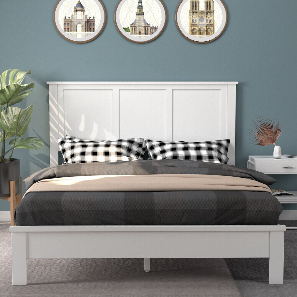 Full Size Pine Wood Flat Panel Headboard - Adjustable Height-Headboards-DECOROLALA