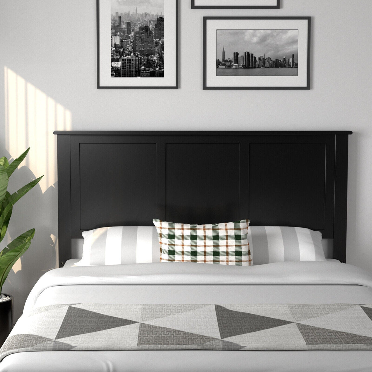 Full Size Pine Wood Flat Panel Headboard - Adjustable Height-Headboards-DECOROLALA