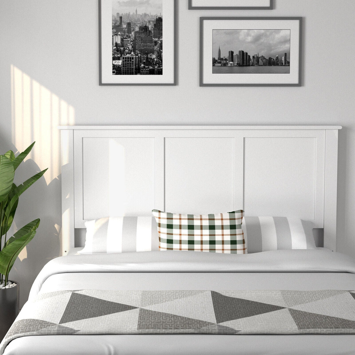 Full Size Pine Wood Flat Panel Headboard - Adjustable Height-Headboards-DECOROLALA