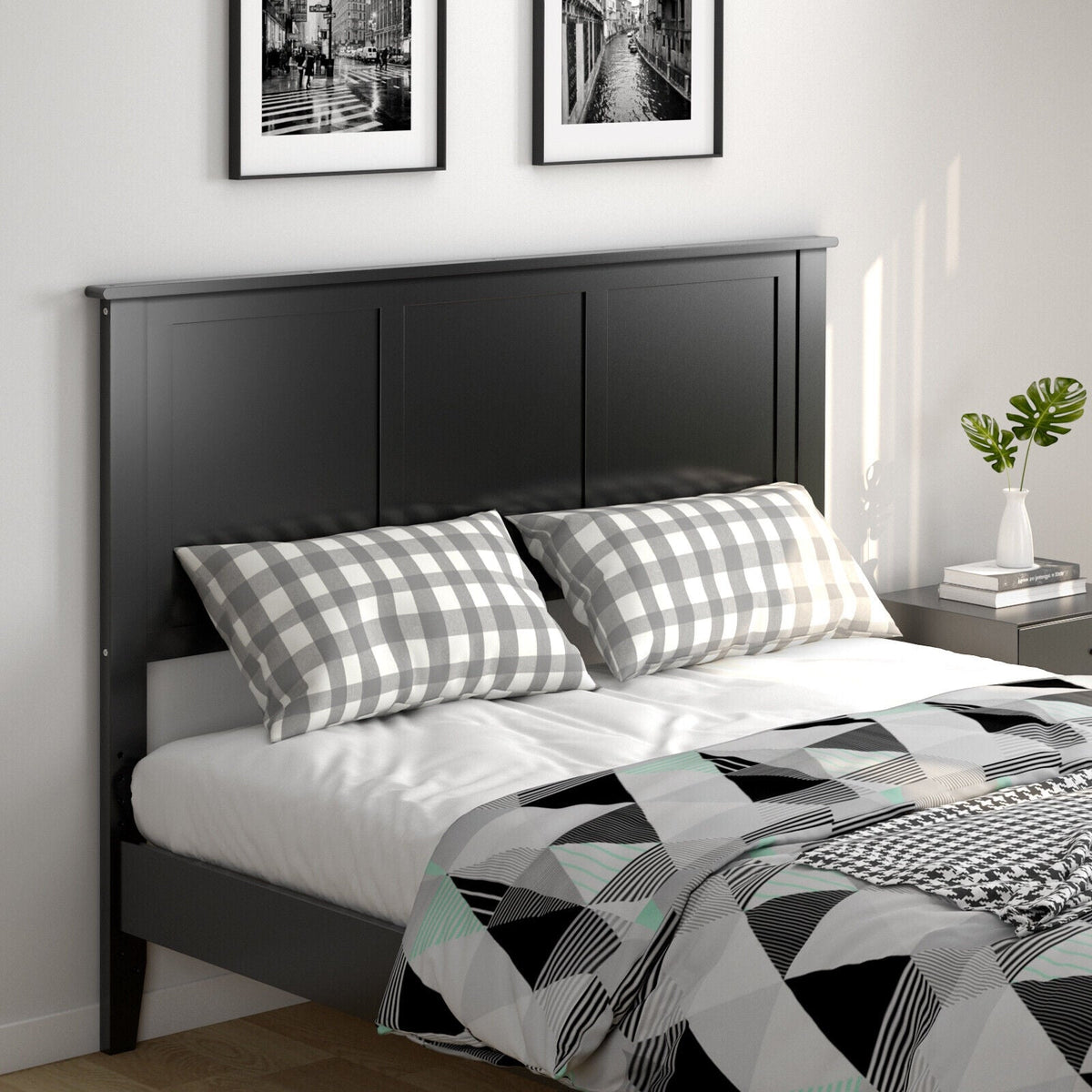 Full Size Pine Wood Flat Panel Headboard - Adjustable Height-Headboards-DECOROLALA