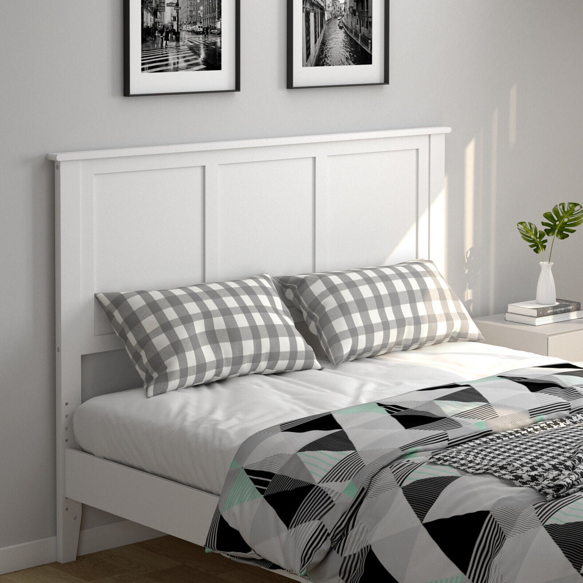 Full Size Pine Wood Flat Panel Headboard - Adjustable Height-Headboards-DECOROLALA