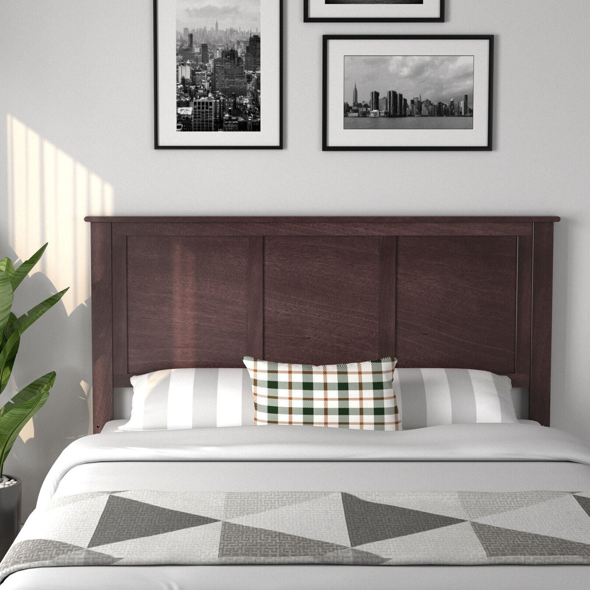 Full Size Pine Wood Flat Panel Headboard - Adjustable Height-Headboards-DECOROLALA