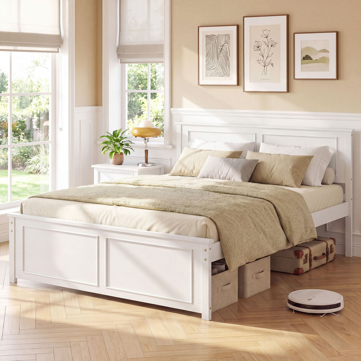 Full Size Platform Bed Frame with Headboard-Simple Bed Frame-DECOROLALA