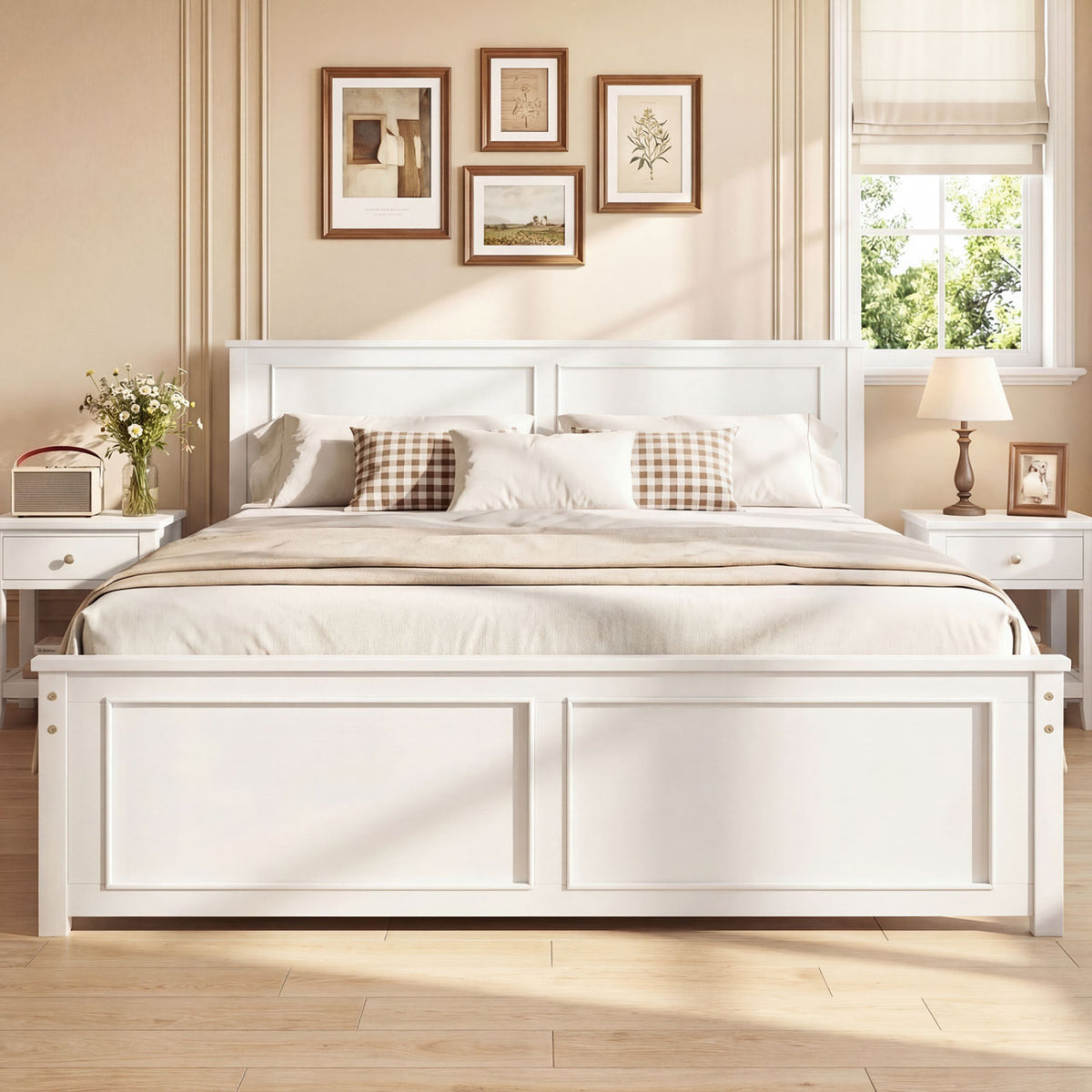 Full Size Platform Bed Frame with Headboard-Simple Bed Frame-DECOROLALA