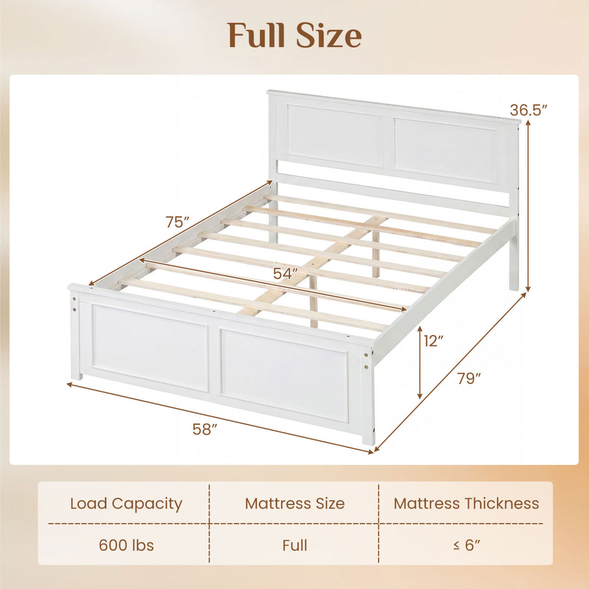 Full Size Platform Bed Frame with Headboard-Simple Bed Frame-DECOROLALA