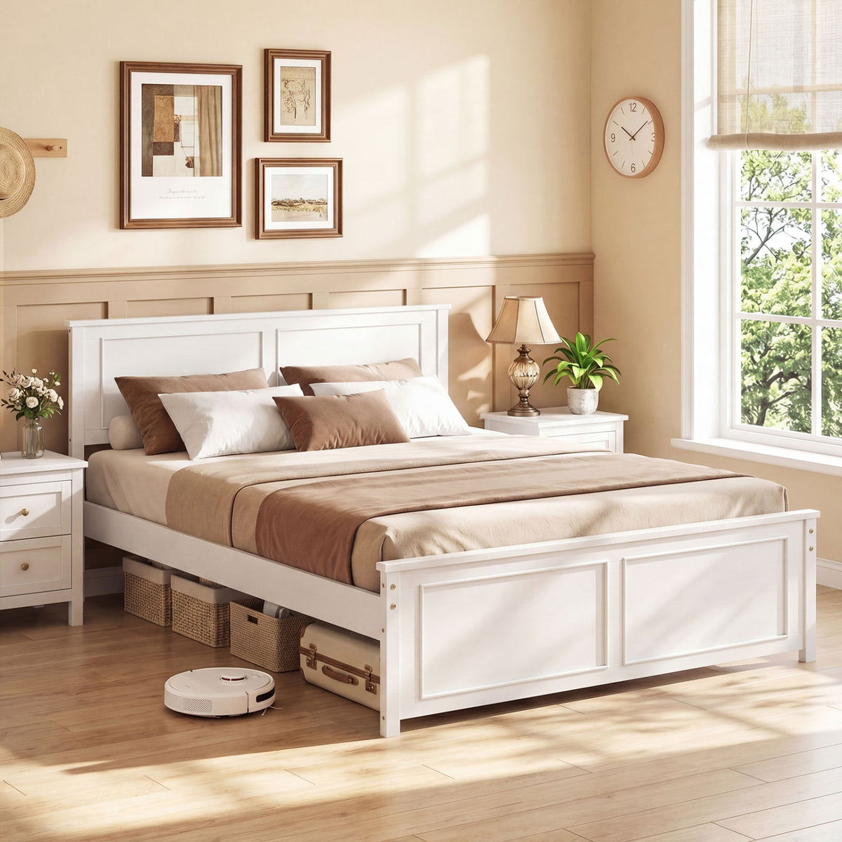 Full Size Platform Bed Frame with Headboard-Simple Bed Frame-DECOROLALA