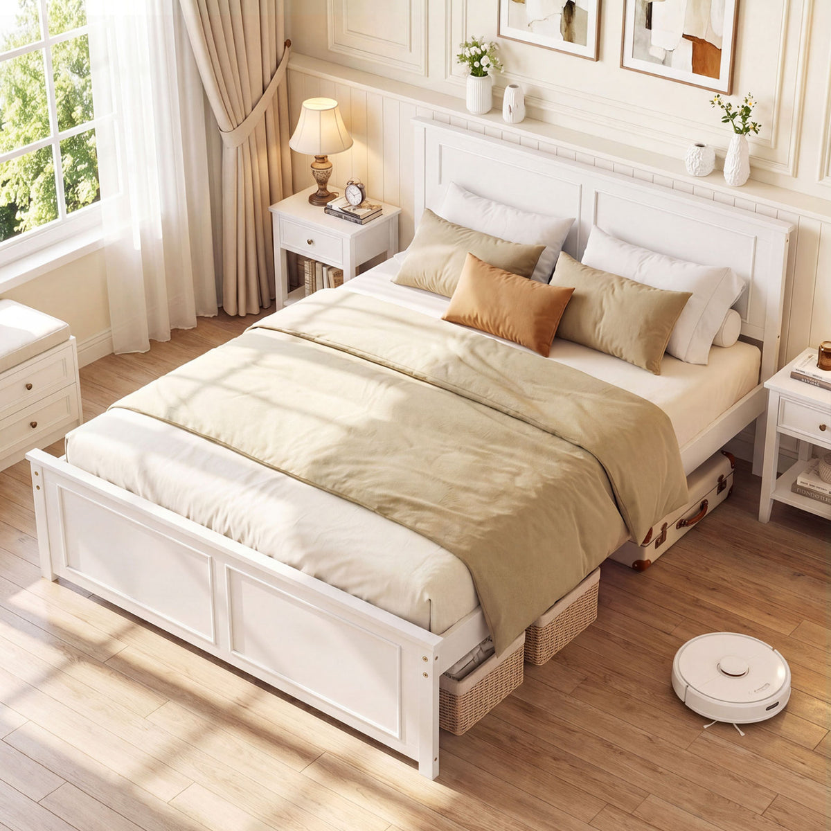 Full Size Platform Bed Frame with Headboard-Simple Bed Frame-DECOROLALA