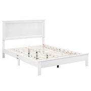 Full Size Platform Slat Bed Frame with High Headboard-White-Simple Bed Frame-DECOROLALA