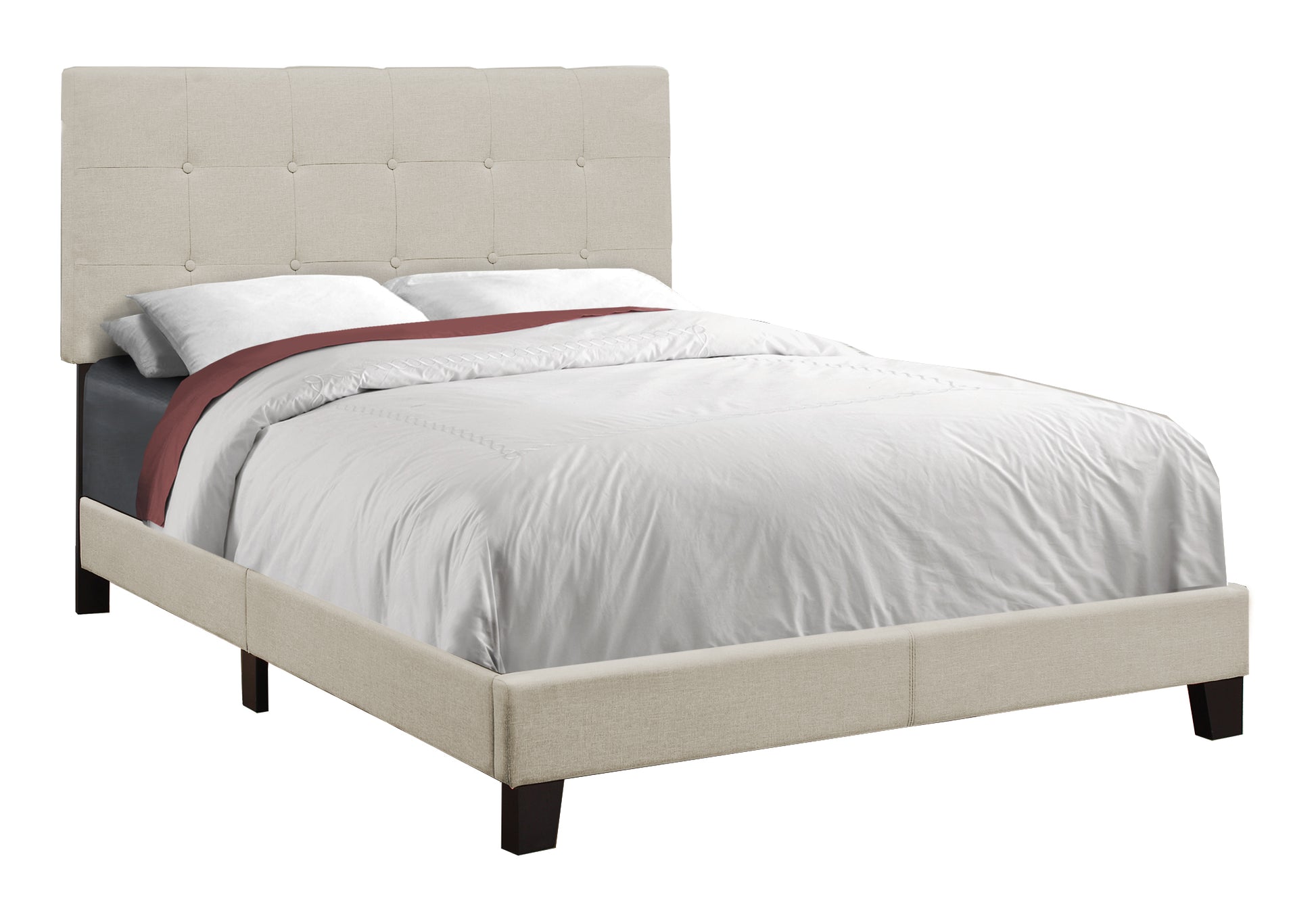 Full Size Upholstered Bed Frame, Light Grey Boucle-Bed-DECOROLALA