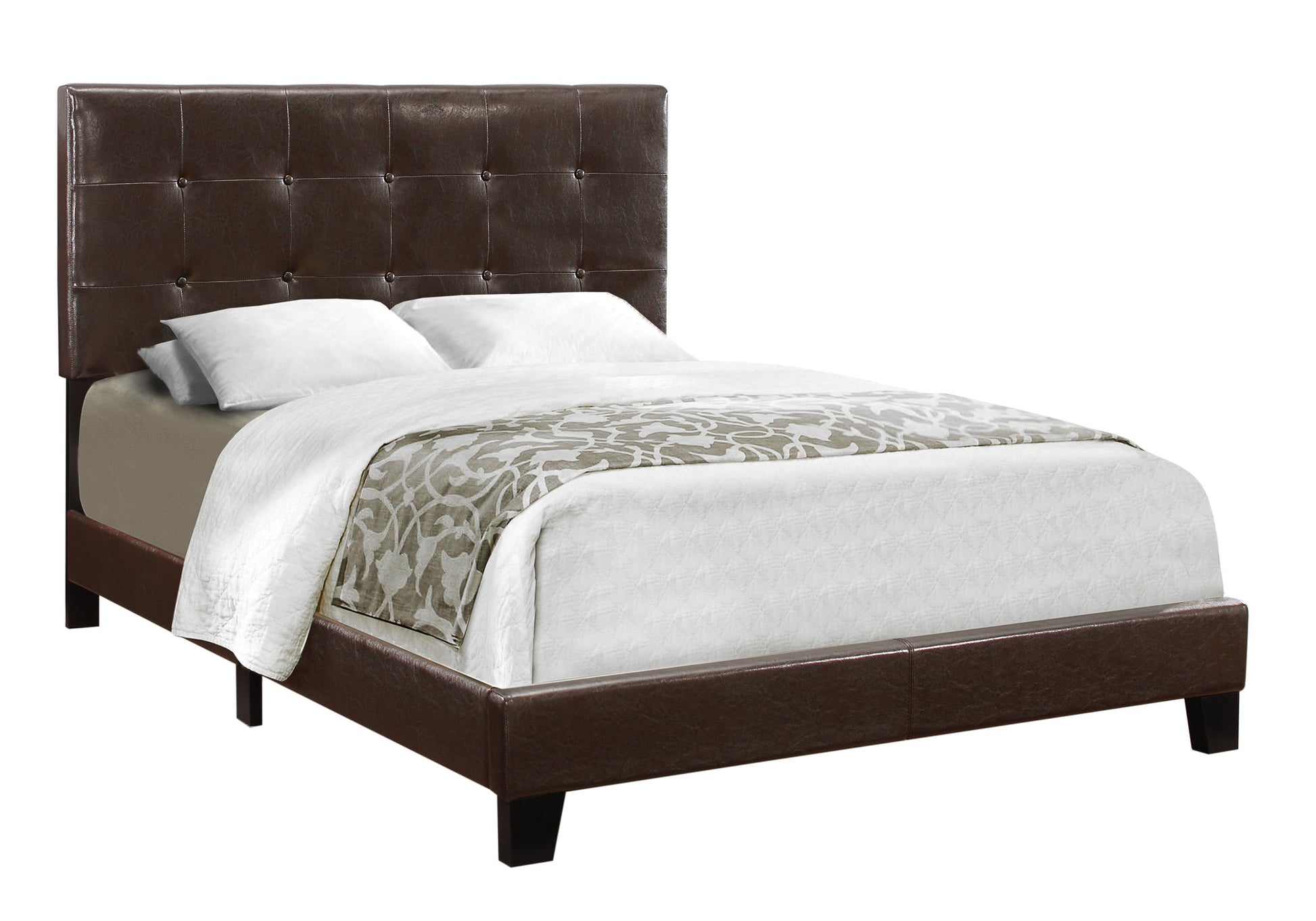 Full Size Upholstered Bed Frame, Light Grey Boucle-Bed-DECOROLALA