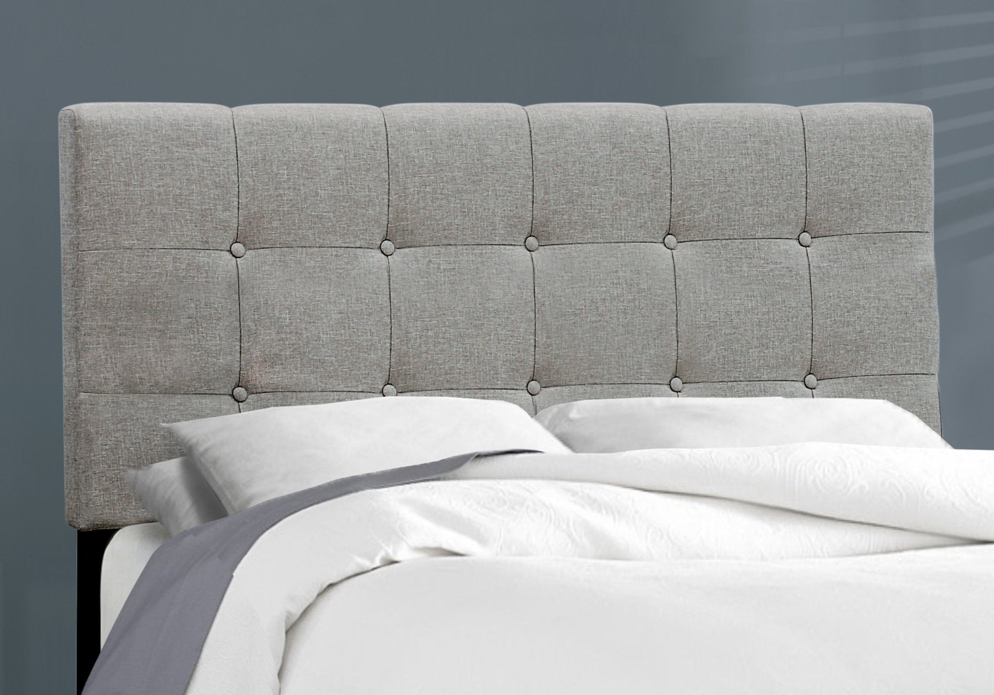 Full Size Upholstered Bed Frame, Light Grey Boucle-Bed-DECOROLALA