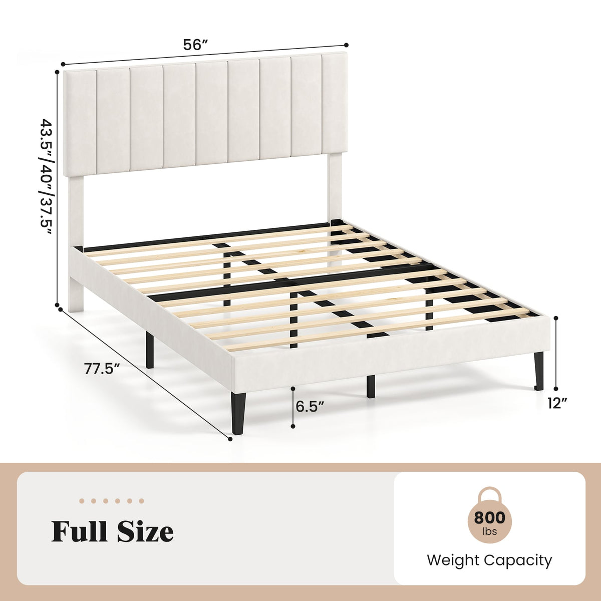 Full Size Velvet Upholstered Platform Bed Frame-Simple Bed Frame-DECOROLALA