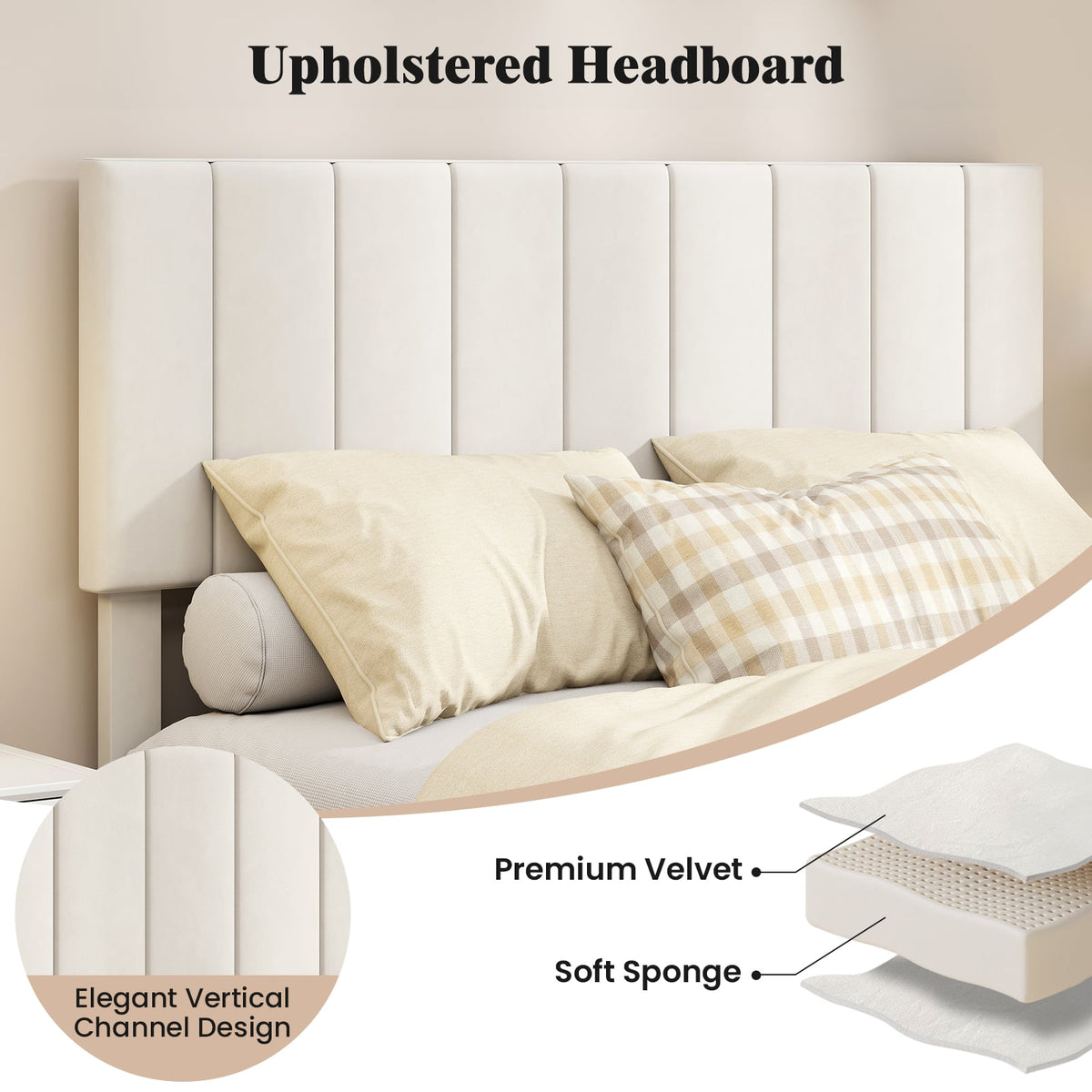 Full Size Velvet Upholstered Platform Bed Frame-Simple Bed Frame-DECOROLALA