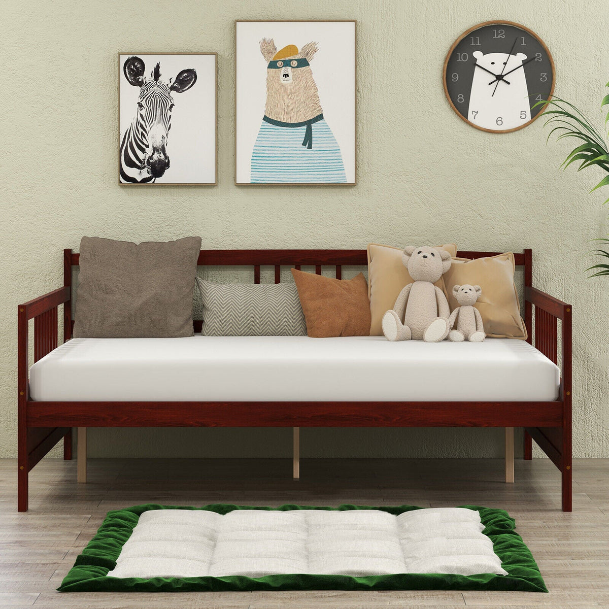 Daybed Frame with Guardrails Full Size-Trundle Bed Frame-DECOROLALA