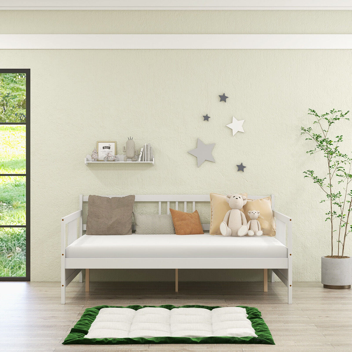 Daybed Frame with Guardrails Full Size-Trundle Bed Frame-DECOROLALA
