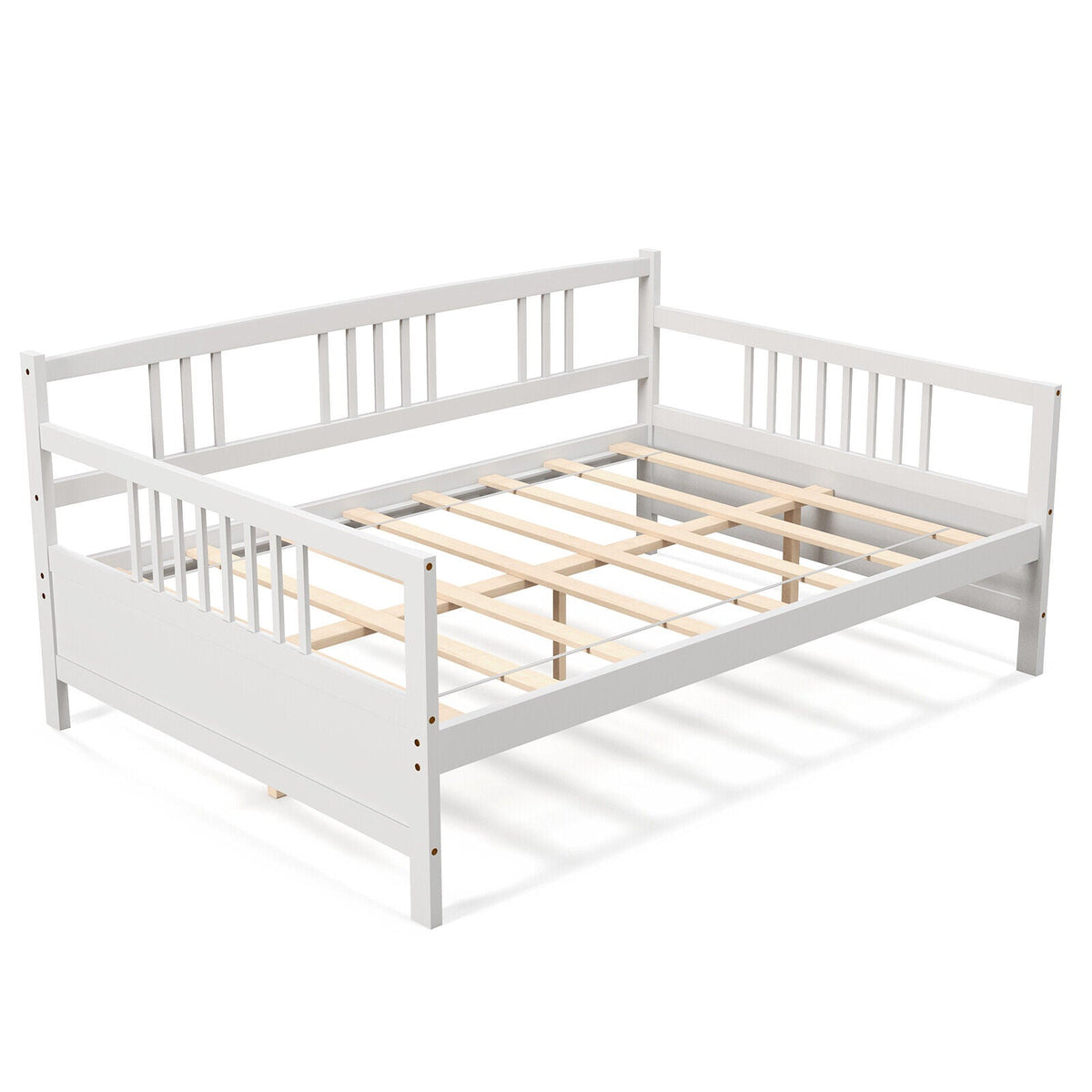 Daybed Frame with Guardrails Full Size-Trundle Bed Frame-DECOROLALA