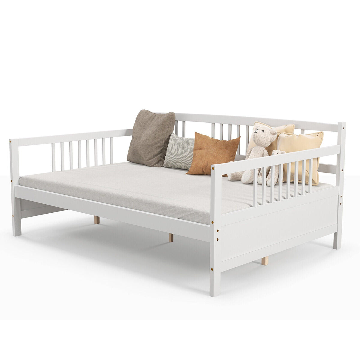 Daybed Frame with Guardrails Full Size-Trundle Bed Frame-DECOROLALA