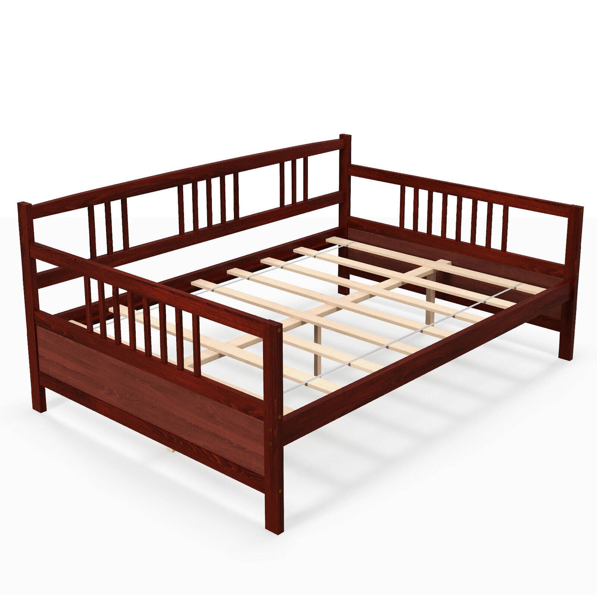 Daybed Frame with Guardrails Full Size-Trundle Bed Frame-DECOROLALA
