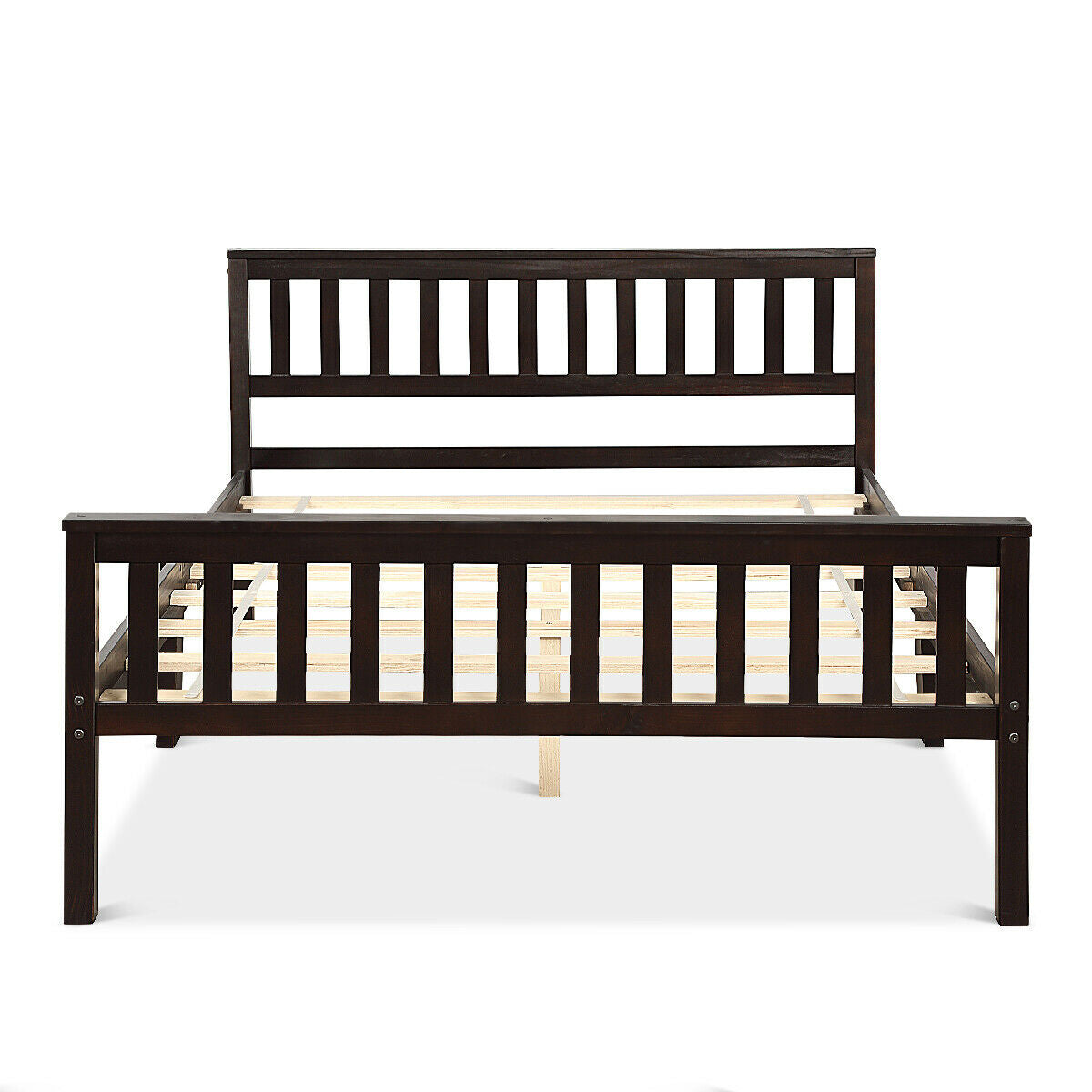 Full Size Wood Platform Bed Frame with Headboard and Footboard-Simple Bed Frame-DECOROLALA
