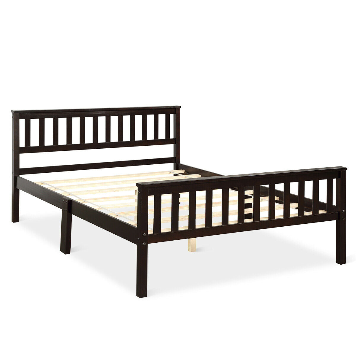 Full Size Wood Platform Bed Frame with Headboard and Footboard-Simple Bed Frame-DECOROLALA