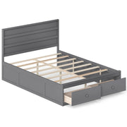 Full Size Wooden Platform Bed Frame with Storage Drawers-Gray-Simple Bed Frame-DECOROLALA