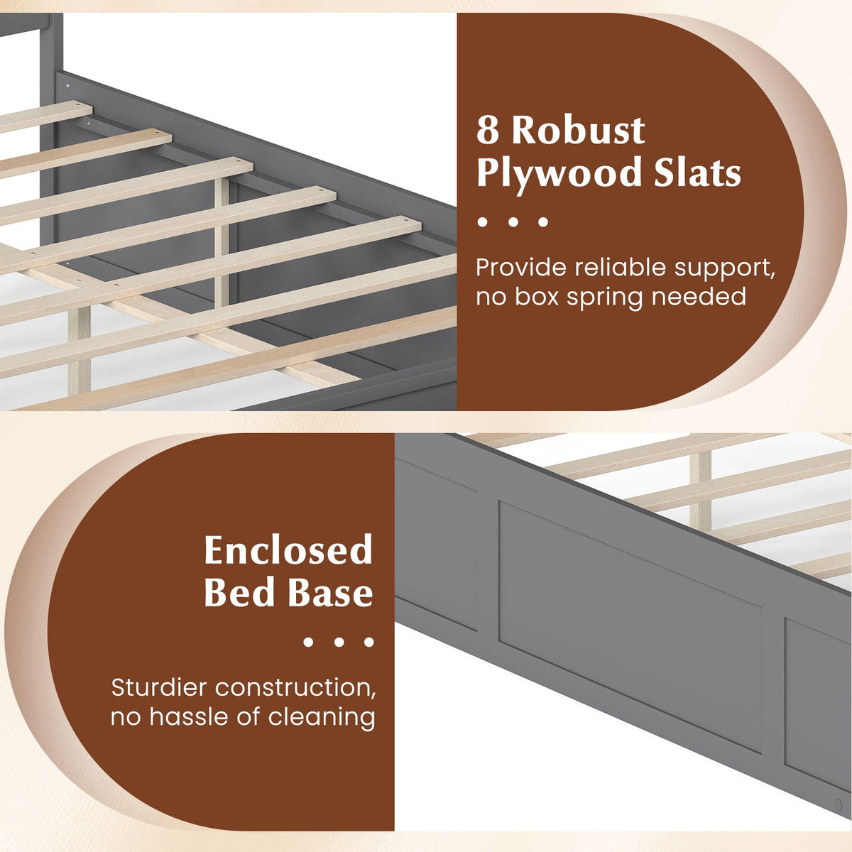 Full Size Wooden Platform Bed Frame with Storage Drawers-Simple Bed Frame-DECOROLALA