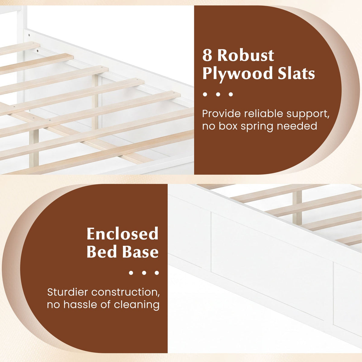 Full Size Wooden Platform Bed Frame with Storage Drawers-Simple Bed Frame-DECOROLALA