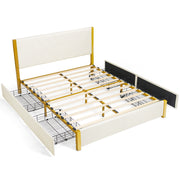 Full Size/Queen Size Upholstered Bed Frame with Adjustable Headboard and 4 Drawers-Queen Size-Simple Bed Frame-DECOROLALA