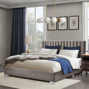 Full Tufted Upholstered Platform Bed Frame with Flannel Headboard-Simple Bed Frame-DECOROLALA
