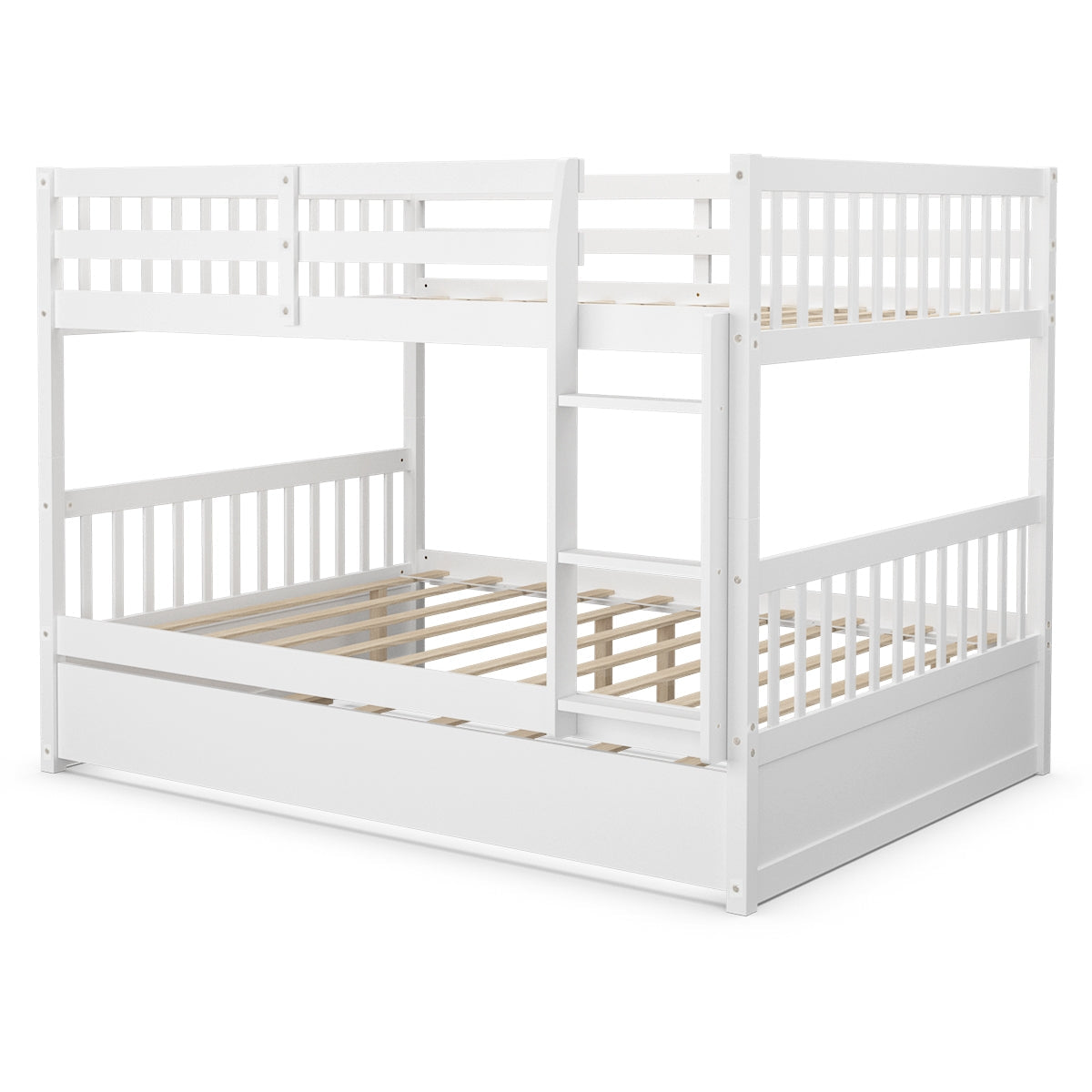 Full over Full Bunk Bed Platform Wood Bed with Ladder-Bunk Bed Frame-DECOROLALA