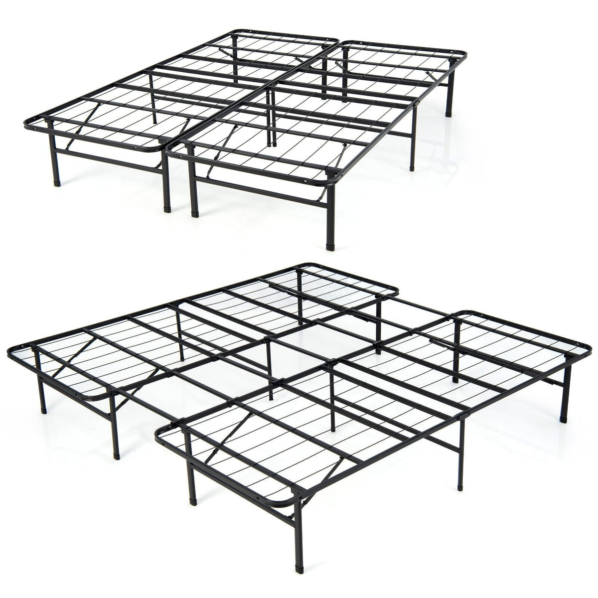 Full/King Size Folding Steel Platform Bed Frame for Kids and Adults-Folding Beds-DECOROLALA