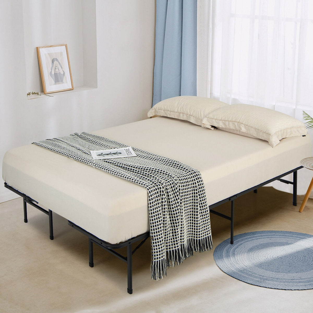 Full/King Size Folding Steel Platform Bed Frame for Kids and Adults-Folding Beds-DECOROLALA