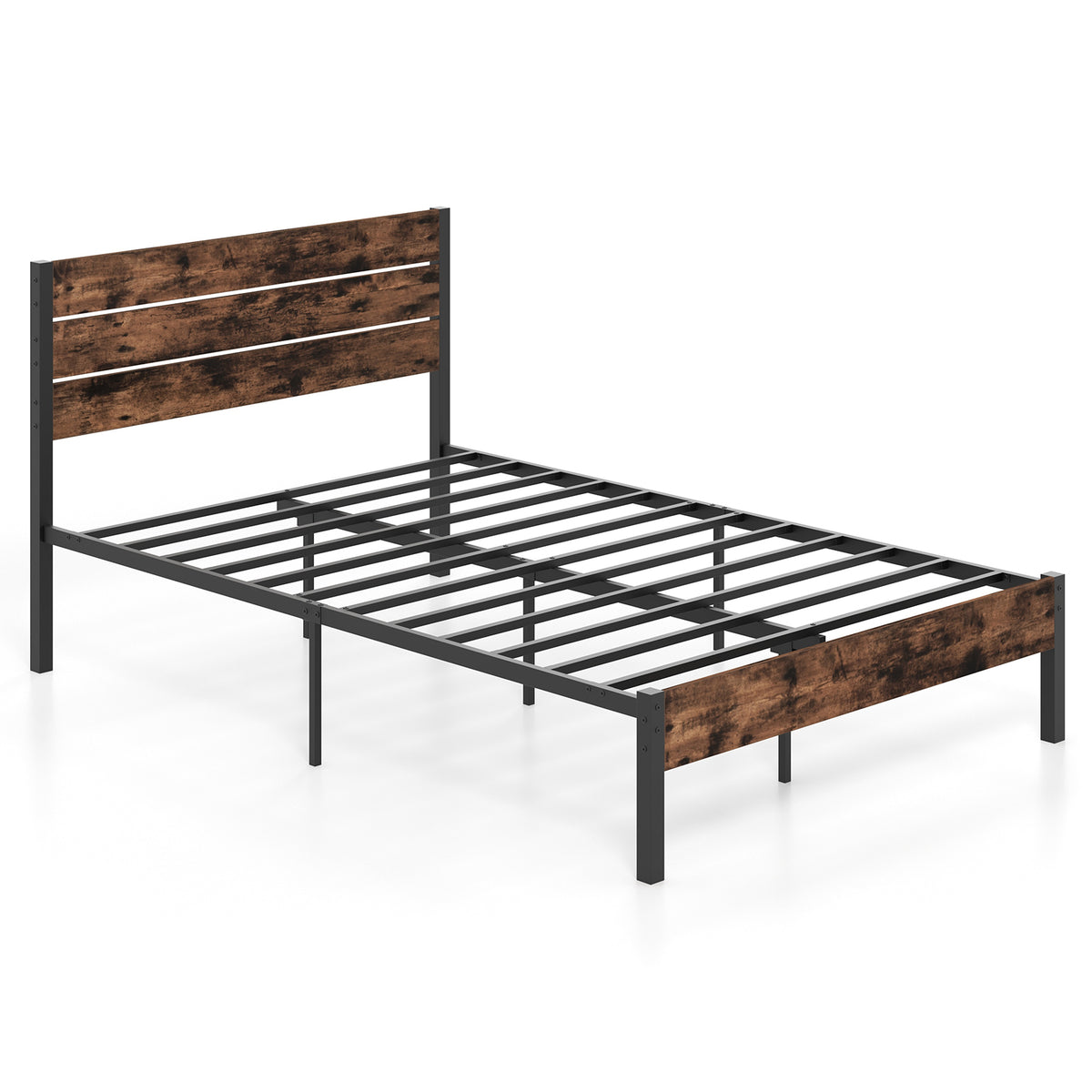 Full/King/Queen/Twin Size Bed Frame with High Headboard and Mute Bar-Full Size-Simple Bed Frame-DECOROLALA