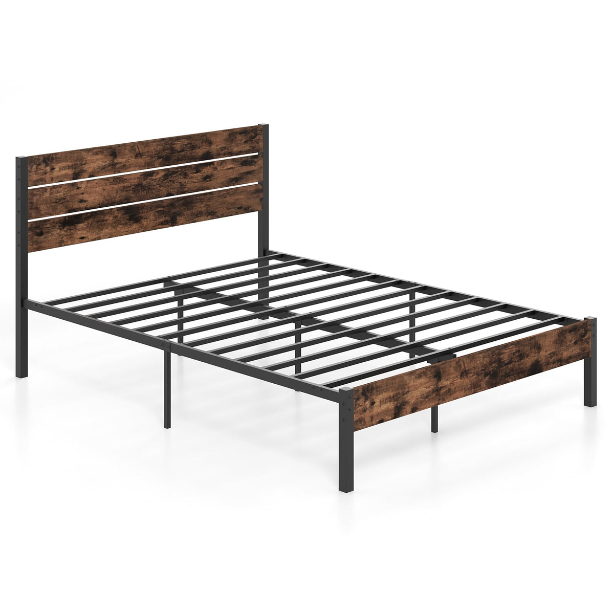 Full/King/Queen/Twin Size Bed Frame with High Headboard and Mute Bar-Queen Size-Simple Bed Frame-DECOROLALA