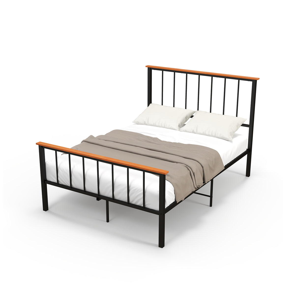 Full/Queen Bed Frame with Headboard and Footboard-Full Size-Simple Bed Frame-DECOROLALA