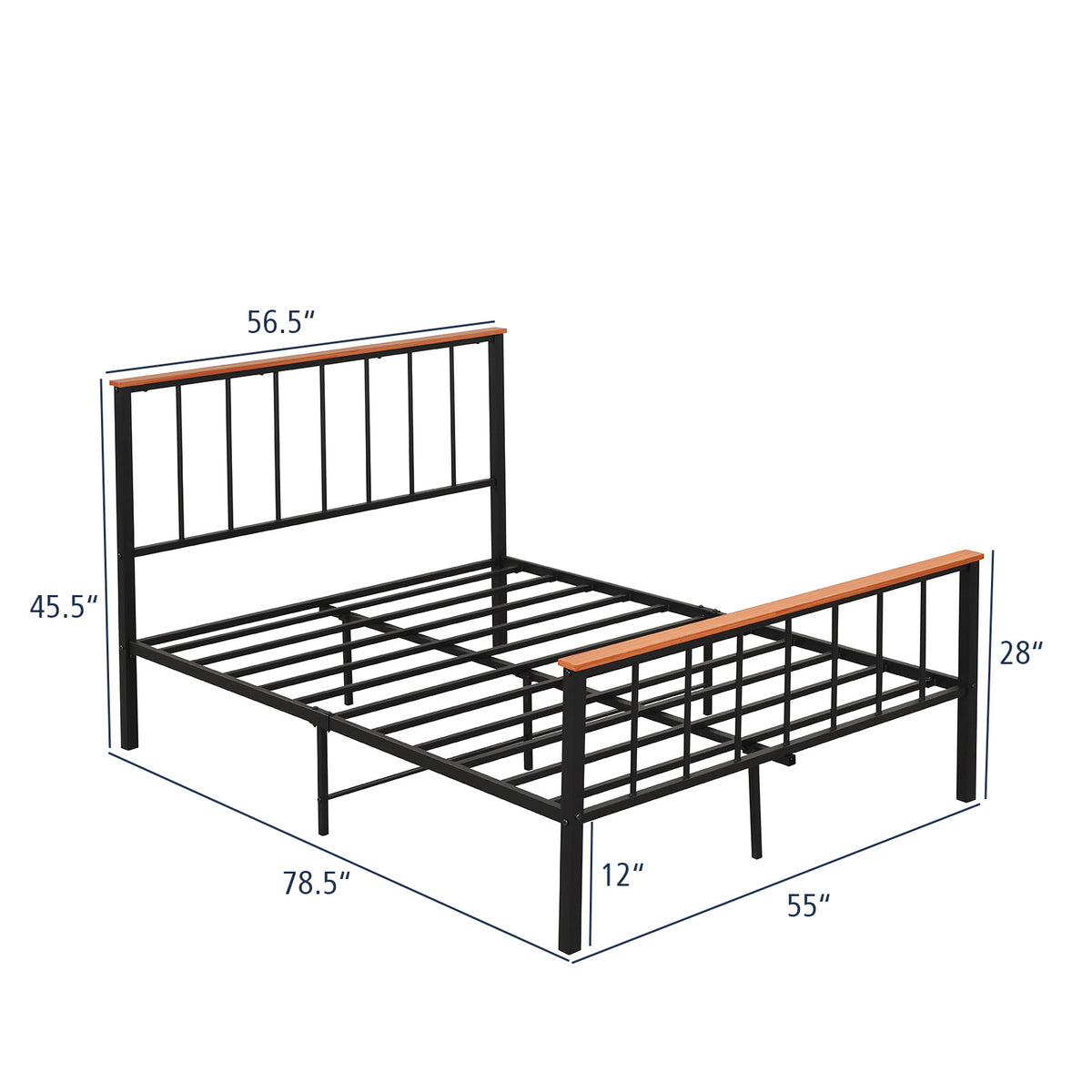 Full/Queen Bed Frame with Headboard and Footboard-Full Size-Simple Bed Frame-DECOROLALA