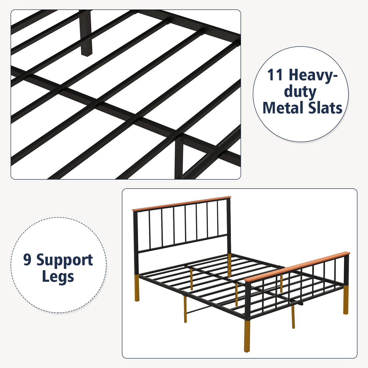 Full/Queen Bed Frame with Headboard and Footboard-Full Size-Simple Bed Frame-DECOROLALA