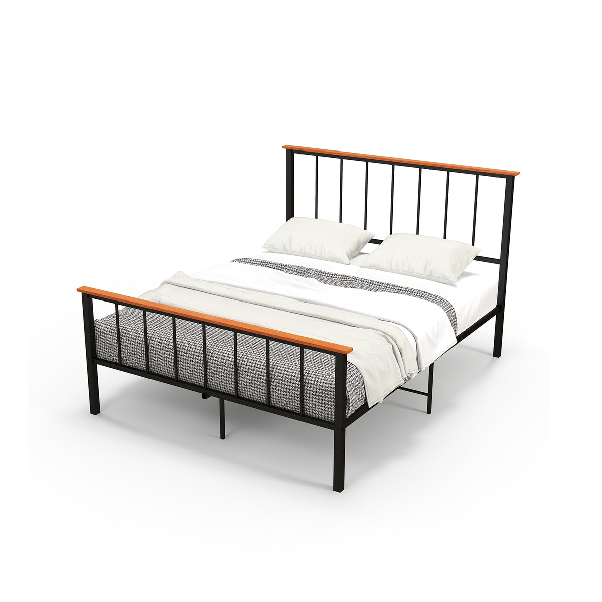 Full/Queen Bed Frame with Headboard and Footboard-Queen Size-Simple Bed Frame-DECOROLALA