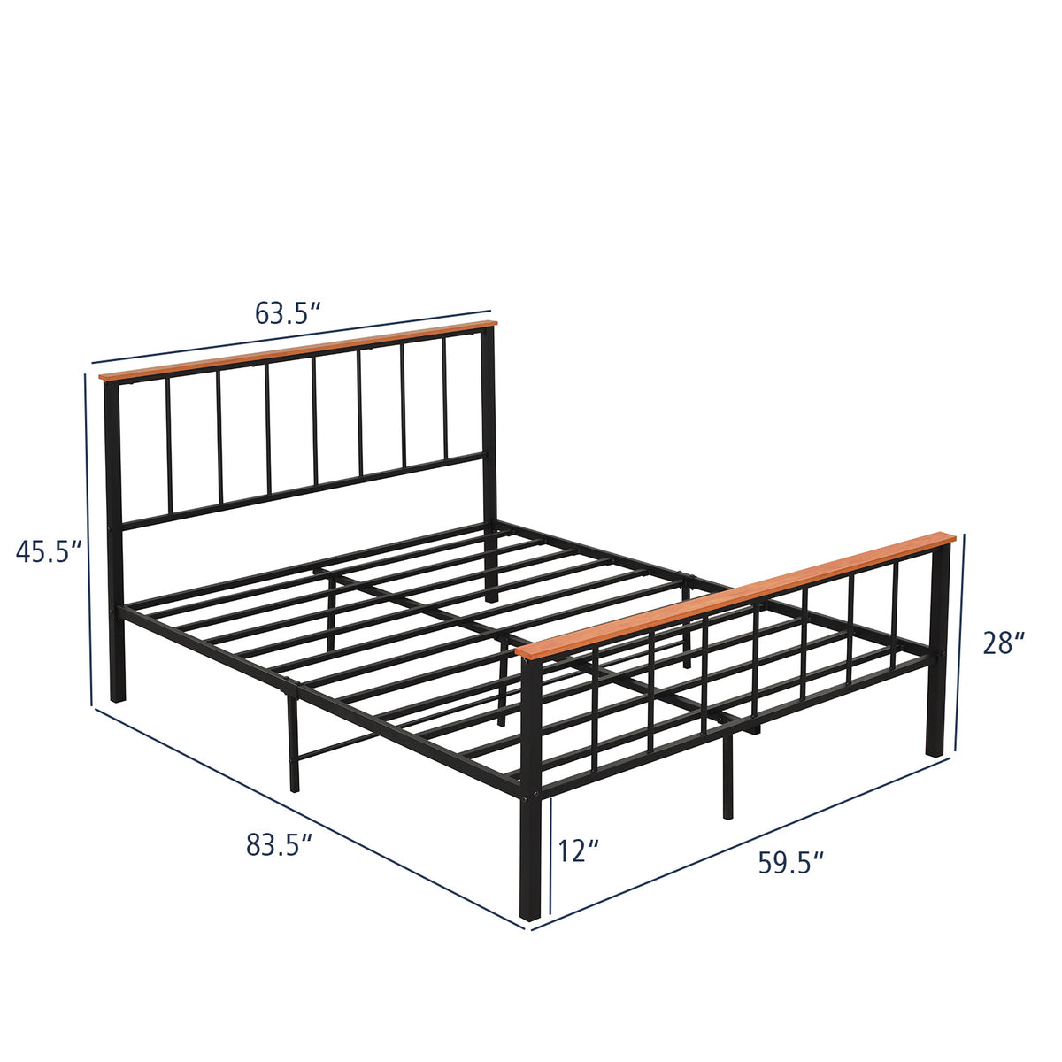 Full/Queen Bed Frame with Headboard and Footboard-Queen Size-Simple Bed Frame-DECOROLALA