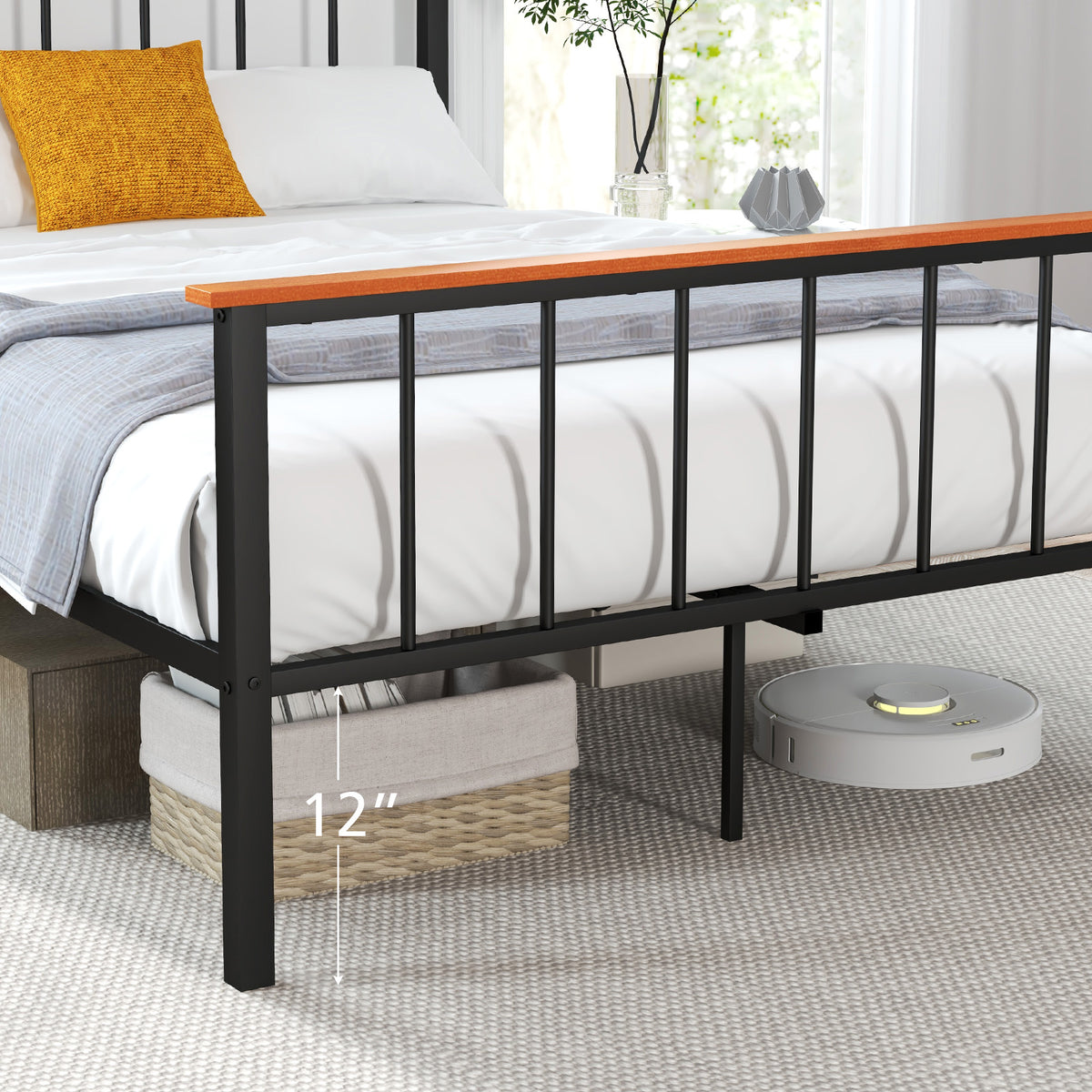 Full/Queen Bed Frame with Headboard and Footboard-Queen Size-Simple Bed Frame-DECOROLALA